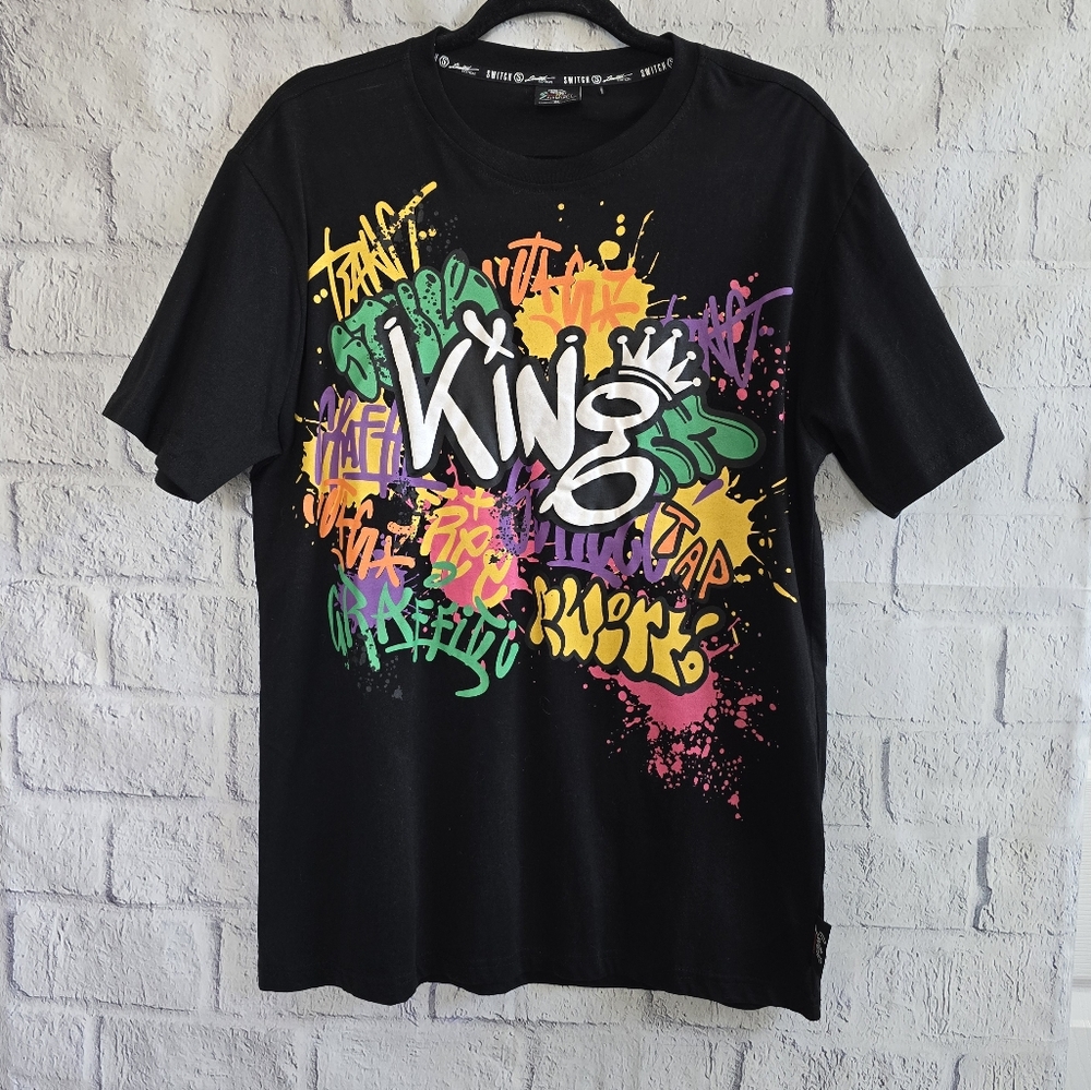 Switch‎ Remarkable King Streetwear Graphic Black Tee Men's Size XL
